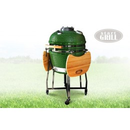 Керамический гриль SG, с окошком, 58 см/22 дюйма (зеленый) c чехлом