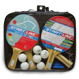 Набор для настольного тенниса Start Line, 4 ракетки Level 100, 6 мячей Club Select, сетка с креплением