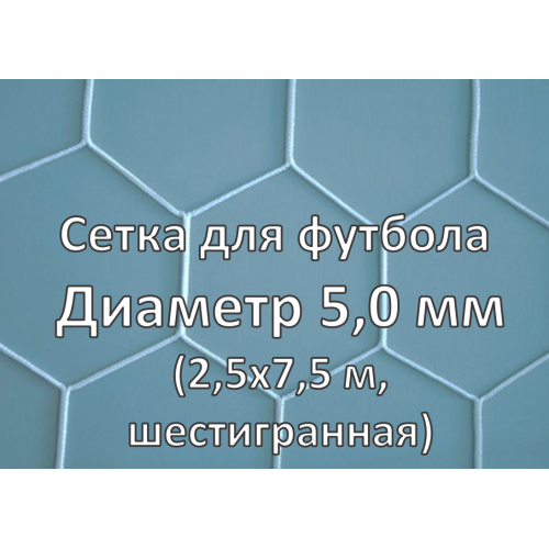 Сетка для футбольных ворот шестигранная (глубина 2x2 м), нить 5.00 мм (2 шт)