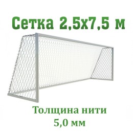 Сетка для футбольных ворот (глубина 2x2 м), нить 5.00 мм (2 шт)