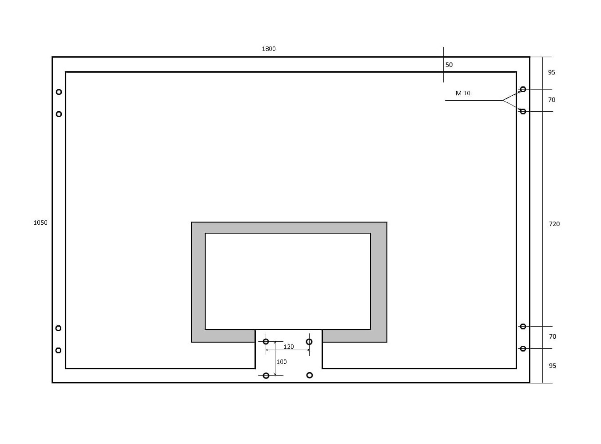 Стандартные размеры баскетбольного щита и кольца чертеж
