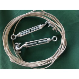 Комплект крепежа для волейбольной сетки (трос металлический 12 м + 2 талрепа + 2 зажима)