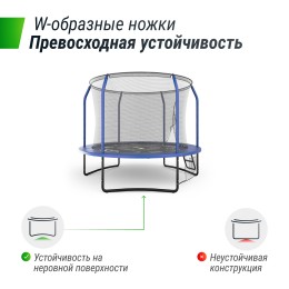 Батут UNIX Line SUPREME GAME 2.44 м (8 ft) (Blue) с внутренней сеткой и лестницей