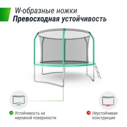 Батут UNIX Line SUPREME BASIC 3.05 м (10 ft) (Green) с внутренней сеткой и лестницей
