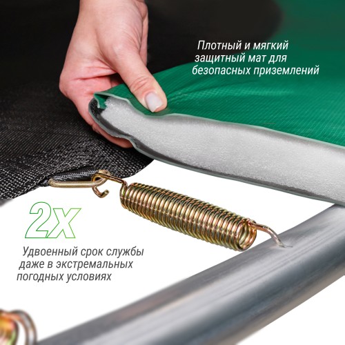 Батут UNIX Line SUPREME BASIC 4.88 м (16 ft) (Green) с внутренней сеткой и лестницей