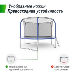 Батут UNIX Line SUPREME BASIC 3.05 м (10 ft) (Blue) с внутренней сеткой и лестницей