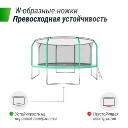 Батут UNIX Line SUPREME BASIC 4.27 м (14 ft) (Green) с внутренней сеткой и лестницей