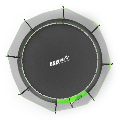 Батут UNIX Line 3.66 м (12 ft) UFO Green с внутренней сеткой и лестницей