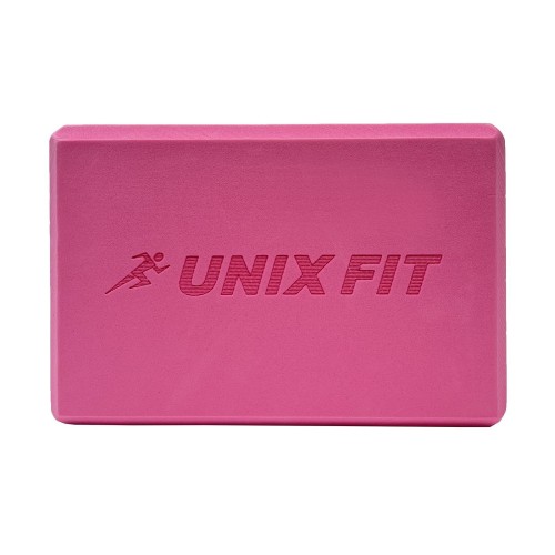 Блок для йоги и фитнеса UNIX Fit (200 г) 23 х 15 х 7 см, 1 шт, розовый