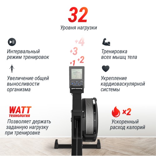 Гребной тренажер UNIX Fit Air Magnetic Rower-X Black