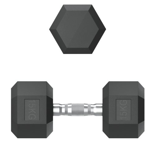 Гантель гексагональная UNIX Fit обрезиненная 15 кг / 1 шт.