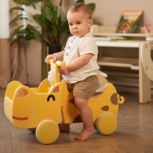 Машинка-каталка с корзиной UNIX Kids Hippo Yellow