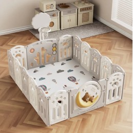 Манеж UNIX Kids DeLuxe Grey, 150x180 cм, с баскетбольным кольцом и ковриком