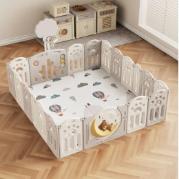 Манеж UNIX Kids DeLuxe Grey, 180x200 см, с баскетбольным кольцом и ковриком