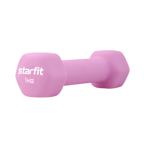 Гантель неопреновая STARFIT DB-201 1 кг, розовый пастель.