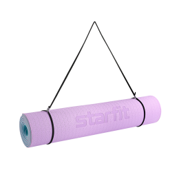 Коврик для йоги и фитнеса FM-201, TPE, 183x61x0,6 см, фиолетовый пастель/синий пастель