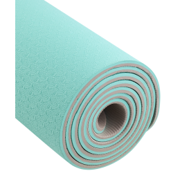 Коврик для йоги и фитнеса FM-201, TPE, 183x61x0,6 см, мятный/серый