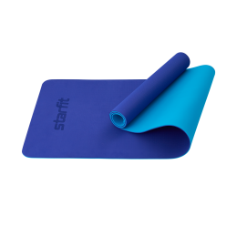 Коврик для йоги и фитнеса с сумкой FM-201, TPE, 183x61x0,6 см, синий/темно-синий