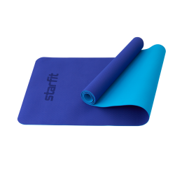 Коврик для йоги и фитнеса FM-201, TPE, 183x61x0,4 см, темно-синий/синий