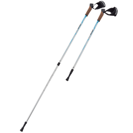 Скандинавские палки Nimbus, 77-135 см, 2-секционные, серебристый/голубой