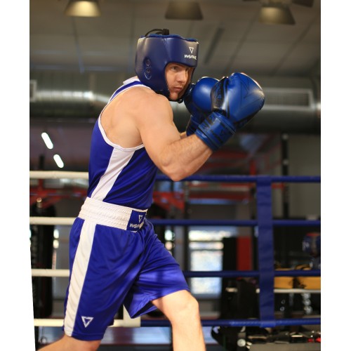 Перчатки боксерские ODIN, ПУ, синий, 14 oz
