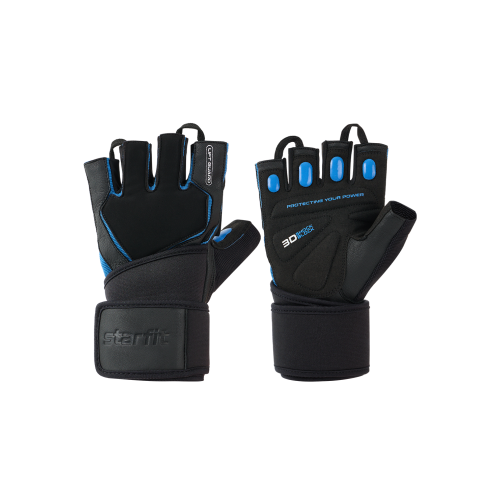 Перчатки для фитнеса STARFIT WG-201, черный/синий, S