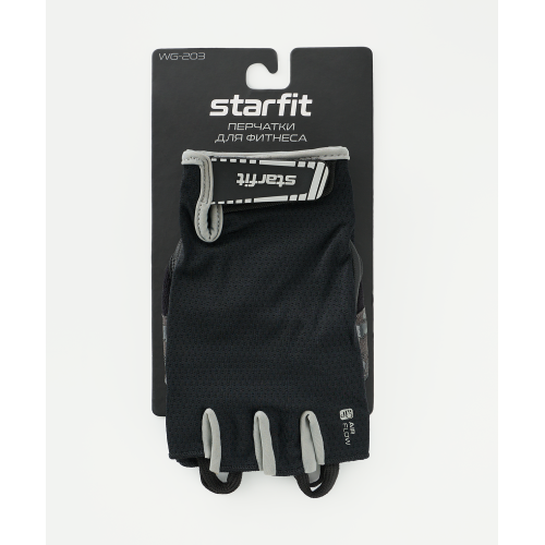 Перчатки для фитнеса STARFIT WG-203, черный/серый, M