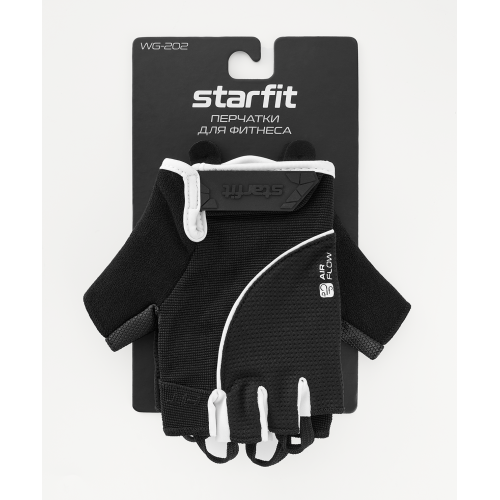 Перчатки для фитнеса STARFIT WG-202, черный/белый, S
