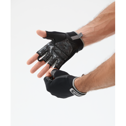 Перчатки для фитнеса STARFIT WG-203, черный/серый, M