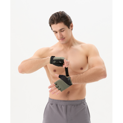 Перчатки для фитнеса STARFIT WG-204, черный/хаки, S