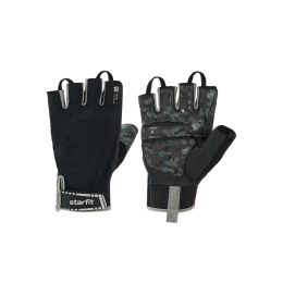 Перчатки для фитнеса STARFIT WG-203, черный/серый, M
