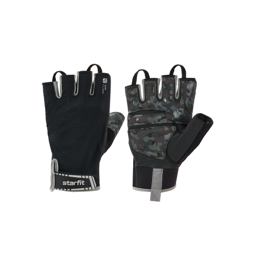 Перчатки для фитнеса STARFIT WG-203, черный/серый, M