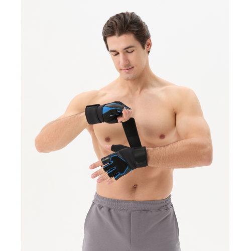 Перчатки для фитнеса STARFIT WG-201, черный/синий, S