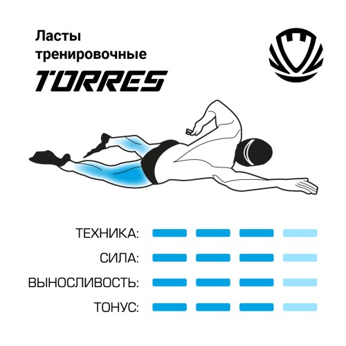 Ласты для бассейна TORRES F01, S (33-35), Синий