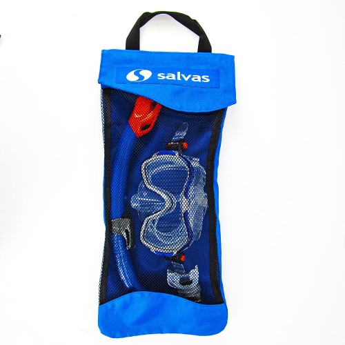 Набор для плавания SALVAS Wave Set, размер Medium, синий, в сетчатой сумке