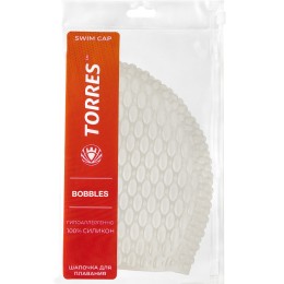 Шапочка для плавания TORRES Bobbles, Белый
