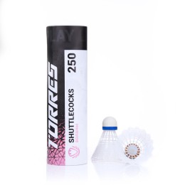 Воланы для бадминтона TORRES 250 (нейлон/пробка), BD23109, уп.6шт.белый, сред.скор.