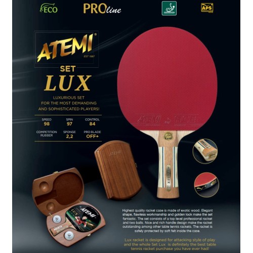 Набор для настольного тенниса Atemi LUX (1 ракетка+кейс+2 мяча***)