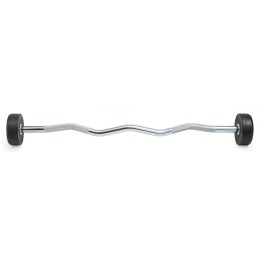 Штанга неразборная обрезиненная 7,5 кг. Изогнутый гриф. VictoryFit VF-DX5075