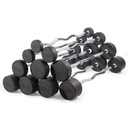 Штанга неразборная обрезиненная 7,5 кг. Изогнутый гриф. VictoryFit VF-DX5075