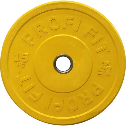 Бамперный диск для штанги каучуковый, желтый, JAGUAR-SPORT D-51, 15 кг