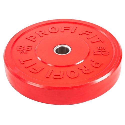 Бамперный диск для штанги каучуковый, красный, JAGUAR-SPORT D-51, 25 кг