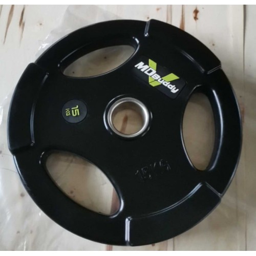 Диск обрезиненный тренировочный с тройным хватом MD Buddy MD1018 15кг