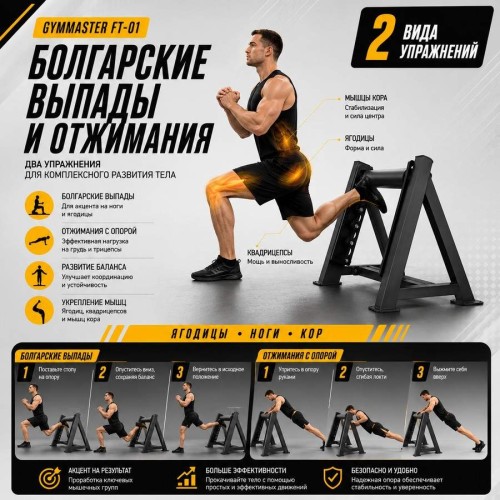 Стойка для выпадов и отжиманий Gymmaster FT-01