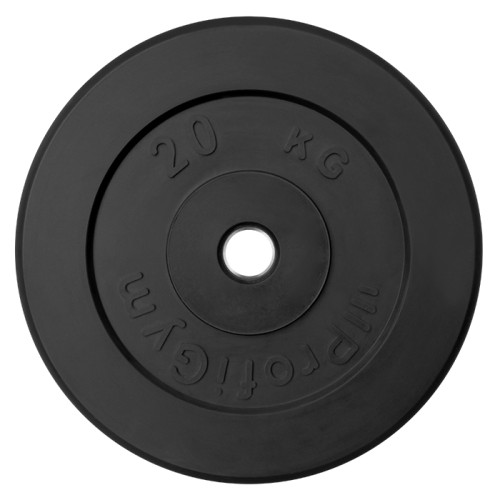 Диск «Profigym» тренировочный обрезиненный 20 кг черный 26 мм (металлическая втулка)