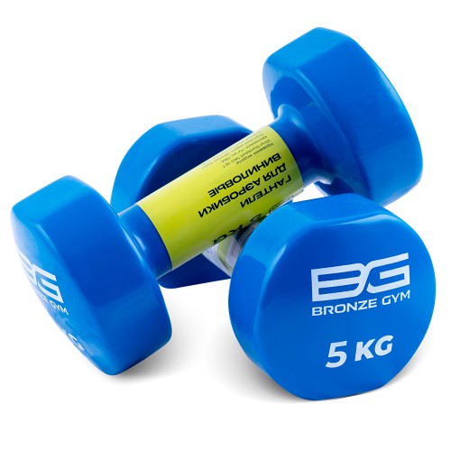 Гантели для аэробики виниловые BRONZE GYM, 5 кг, пара