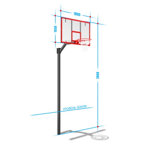 Стойка баскетбольная разборная регулируемая под бетонирование (вынос 1200мм)