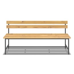 Скамейка для раздевалки жесткая со спинкой (L= 2000 мм)