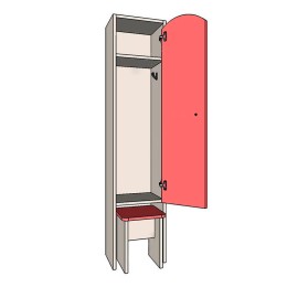Шкаф для раздевалок детский с приставной лавкой JAGUAR-SPORT (1 секция)