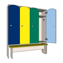 Шкаф для раздевалок детский с приставной лавкой JAGUAR-SPORT (4 секции)